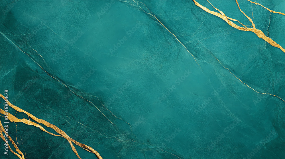 Elegant teal and gold marble texture background, perfect for modern designs, wallpaper, or luxurious branding.