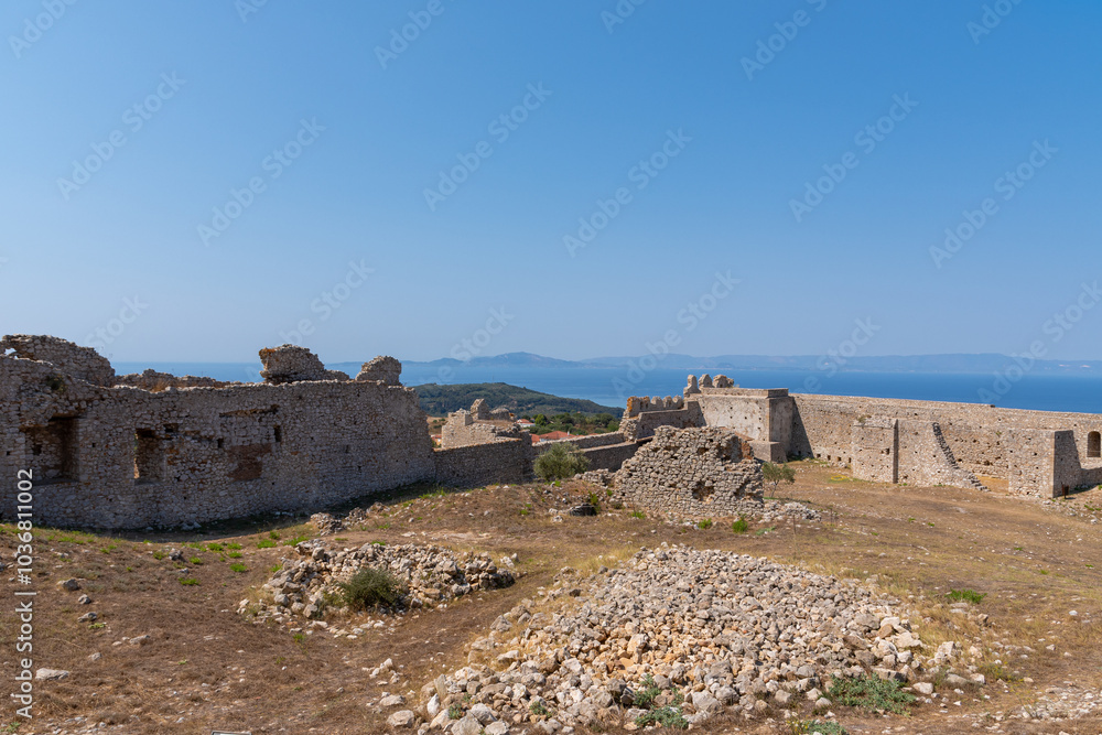 Chlemoutsi (Clermont) castle in Kyllini town, Peloponnese, Greece