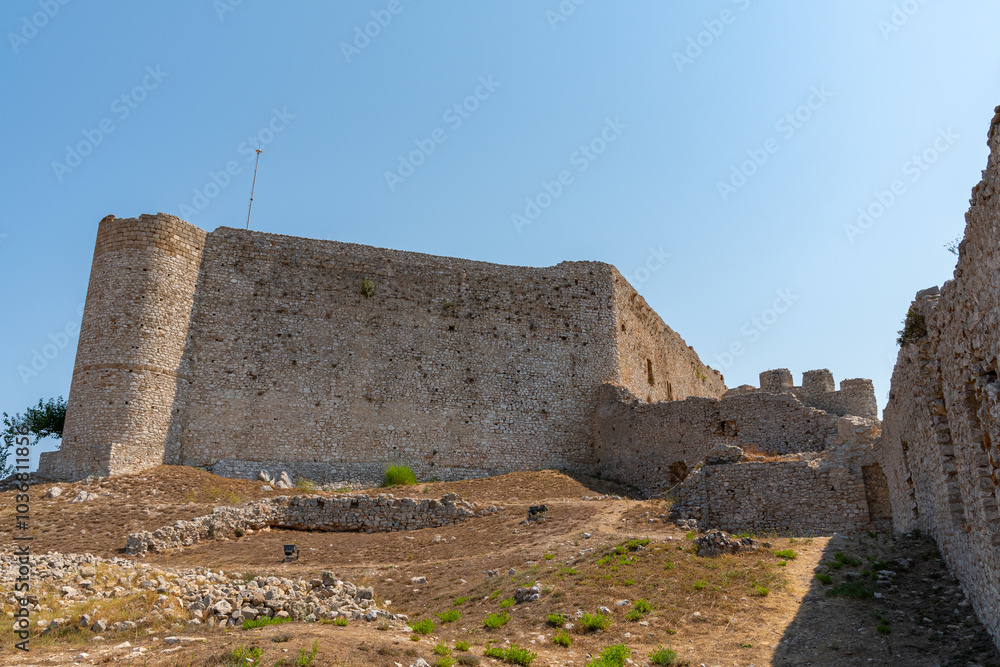 Chlemoutsi (Clermont) castle in Kyllini town, Peloponnese, Greece