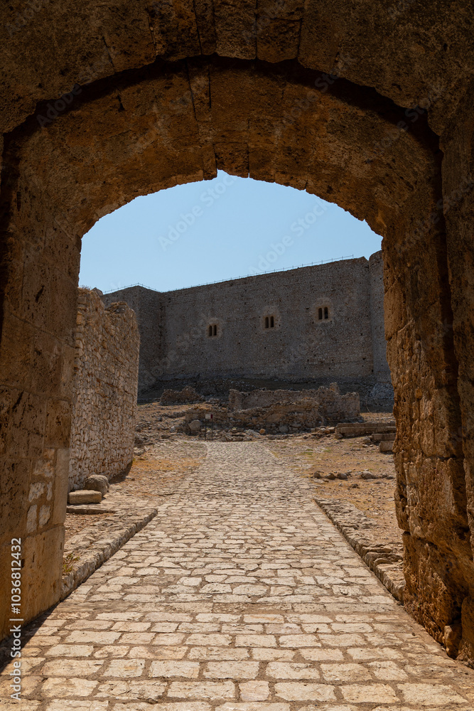 Chlemoutsi (Clermont) castle in Kyllini town, Peloponnese, Greece