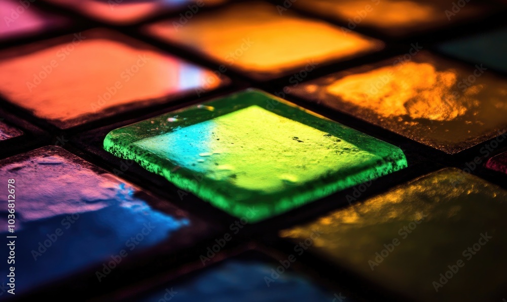 A colorful square with a green center is shown A colorful square with a green center is shown