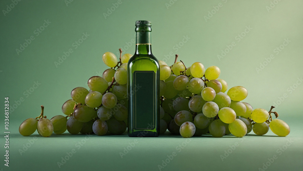 wine bottle and grapes
