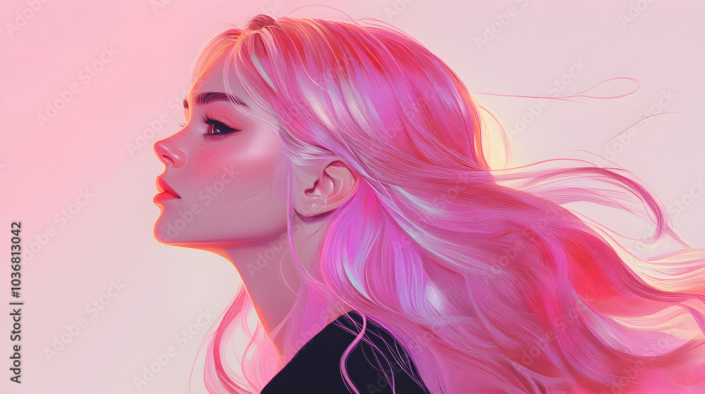 Soft Illustration of Woman with Long Pink Hair
Soft Illustration of Woman with Long Pink Hair
