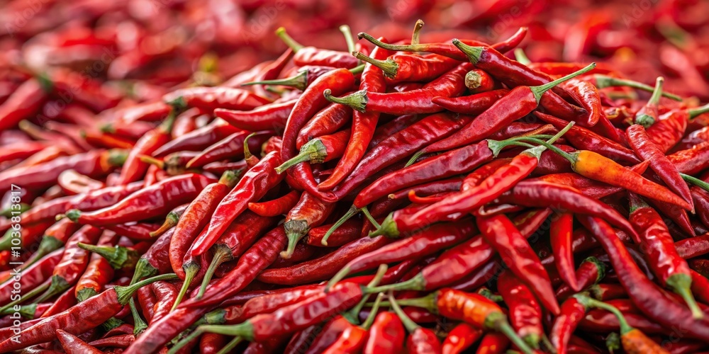 Fototapeta premium Texture of red cayenne pepper flakes for background