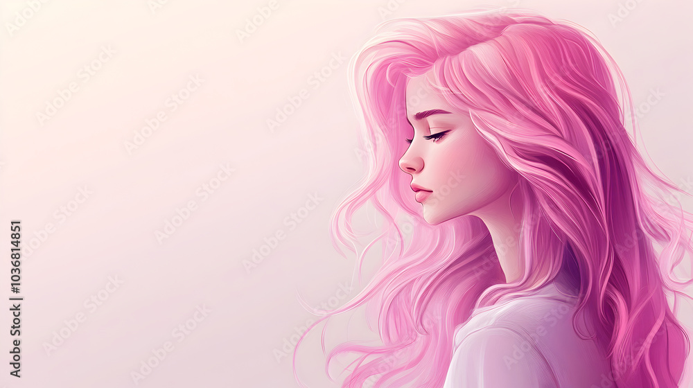 Dreamy Woman with Pastel Pink Hair in Profile
Dreamy Woman with Pastel Pink Hair in Profile