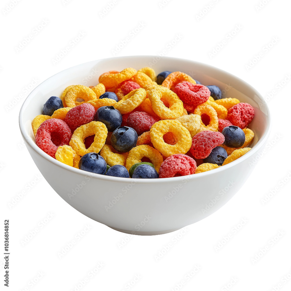 Colorful Cereal with Berries on Transparent Background Colorful Cereal with Berries on Transparent Background