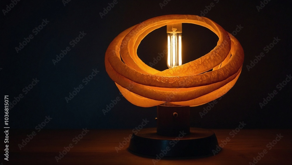 A glowing orange with its peel spiraling away