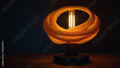 Obraz na płótnie A glowing orange with its peel spiraling away w salonie