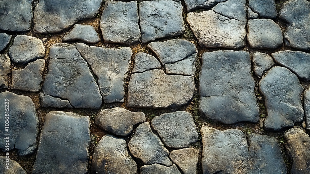 Fototapeta premium A cobblestone street with a lot of small stones on it