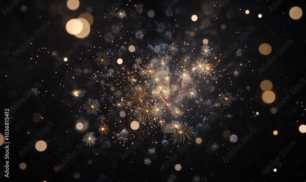 Obraz premium A black and gold background with a lot of sparkles