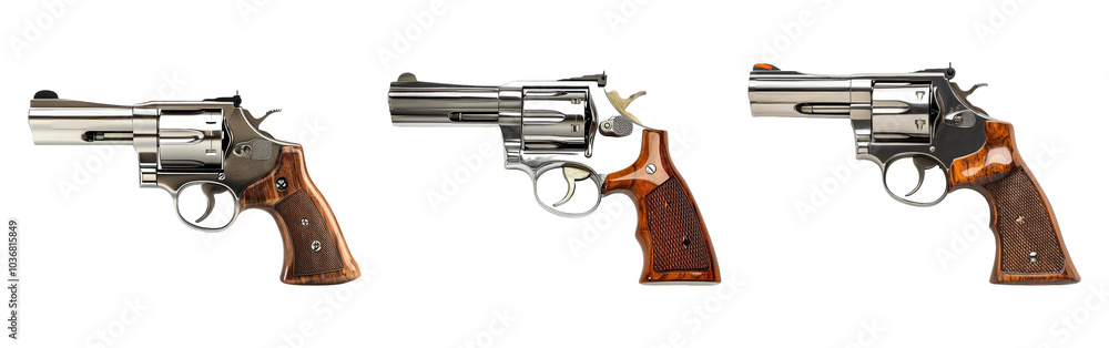 Isolated Revolvers on Transparent Background Isolated Revolvers on Transparent Background