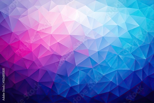 Symmetrical blue purple pink gradient abstract polygon triangle background grain texture