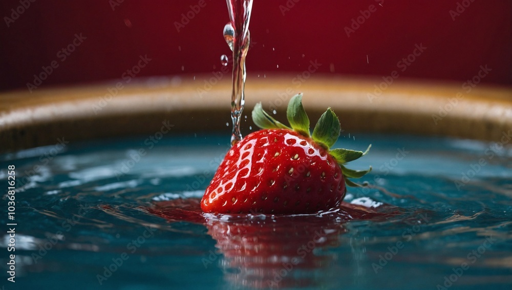 strawberry falling into water