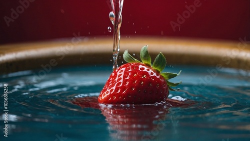 Obraz na płótnie strawberry falling into water w salonie