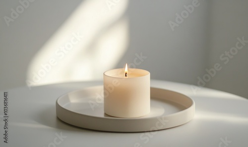 Wallpaper Mural A candle is lit on a white plate Torontodigital.ca