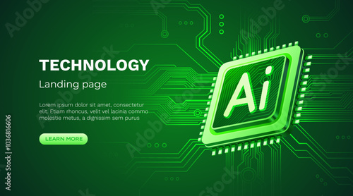 Ai chip, innovation tech, ai art technology. Vector