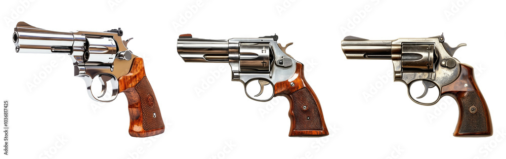 Isolated Revolvers on Transparent Background Isolated Revolvers on Transparent Background
