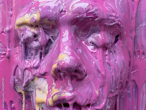 Abstract Pink Dripping Paint Expressionism Art