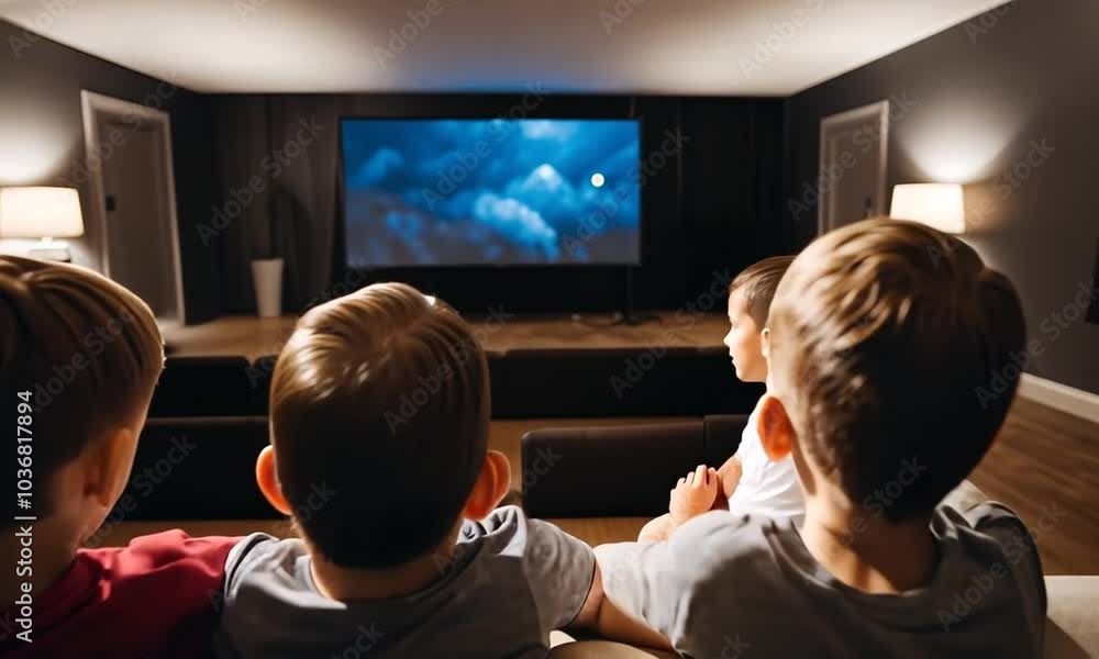 Father and son eating popcorn and watching a movie. Father and son eating popcorn and watching a movie.