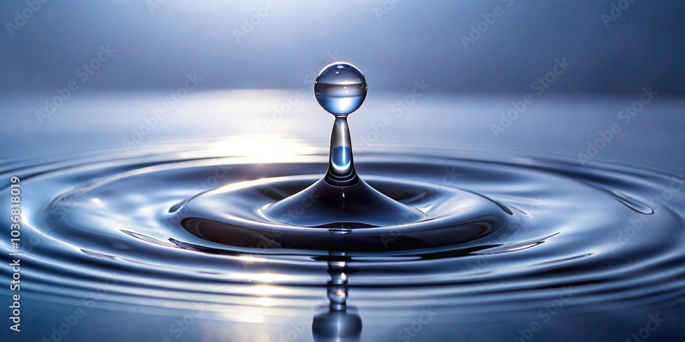 Water droplet on reflective surface Water droplet on reflective surface