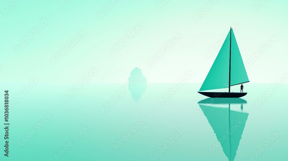 Peaceful Sailing Voyage on a Calm Ocean with Minimalist Aesthetics Peaceful Sailing Voyage on a Calm Ocean with Minimalist Aesthetics