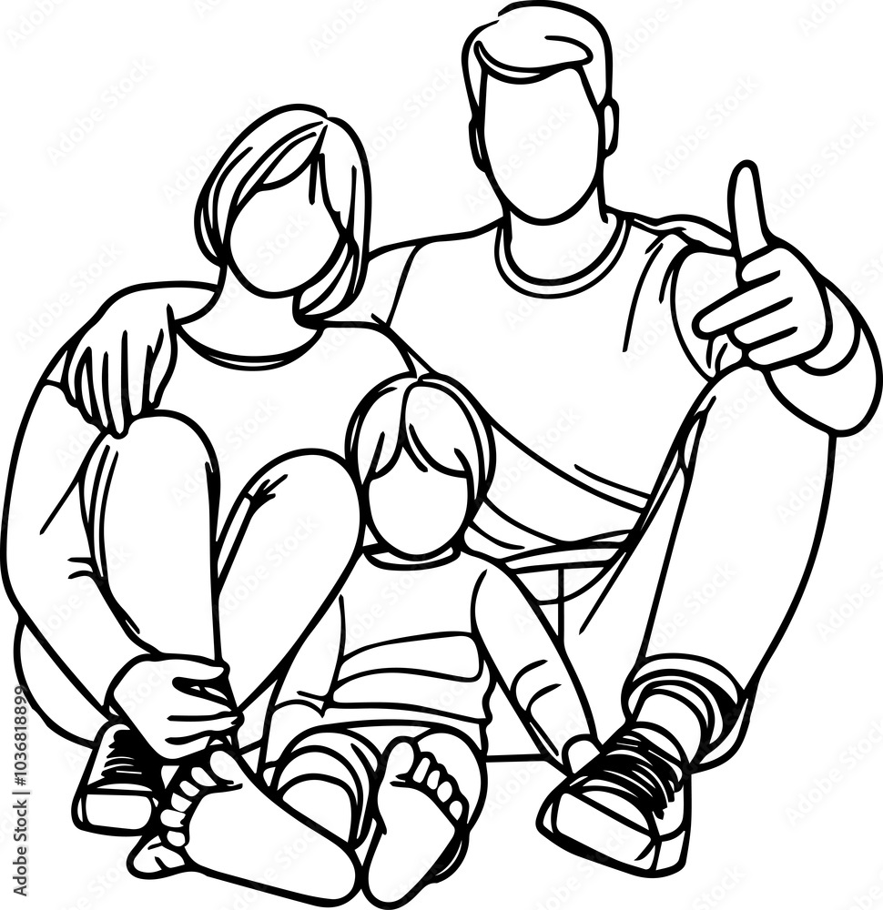custom made wallpaper toronto digitalBlack Line Art Happy Family Sitting Pose Art Hand Drawn Illustration