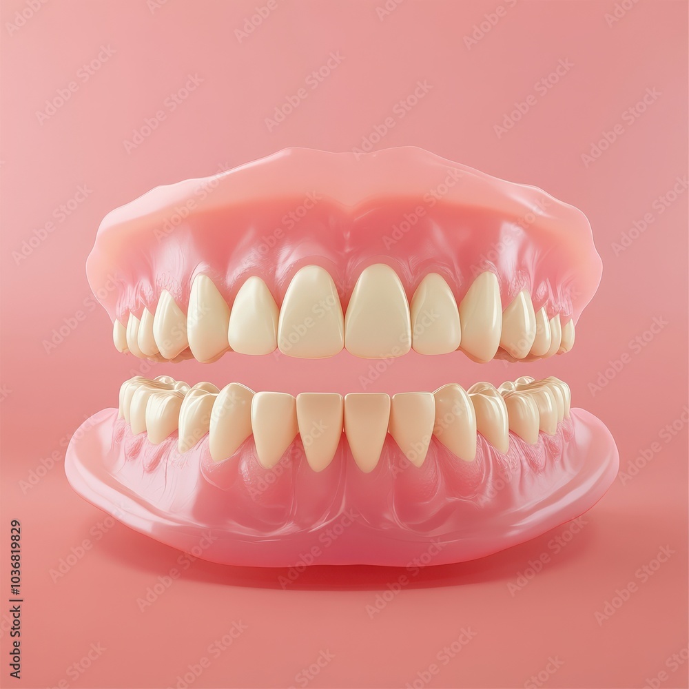 Implant Denture. 3D Render of Removable Full Denture Prosthesis Implant Denture. 3D Render of Removable Full Denture Prosthesis