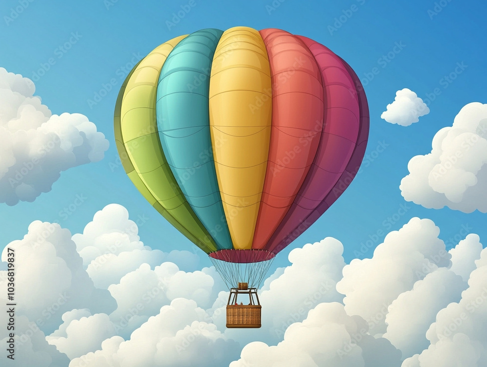 Fototapeta premium Illustration of a Hot Air Balloon with Colorful Panels