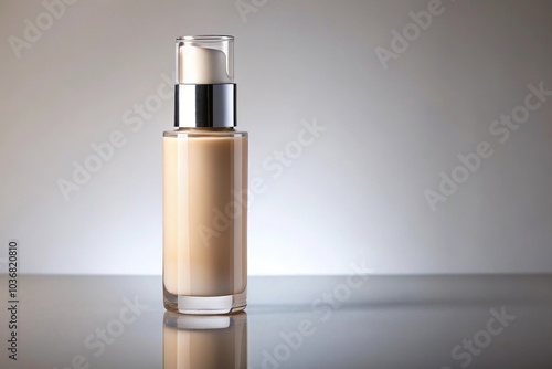 Symmetrical bottle of light beige liquid foundation