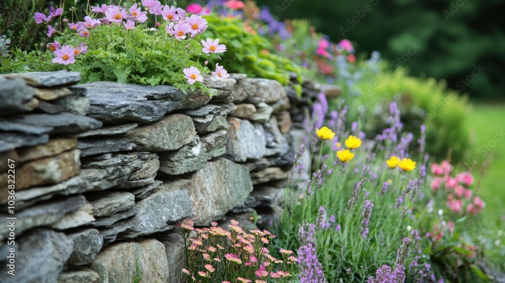 Stone Wall and Flowers Stone Wall and Flowers