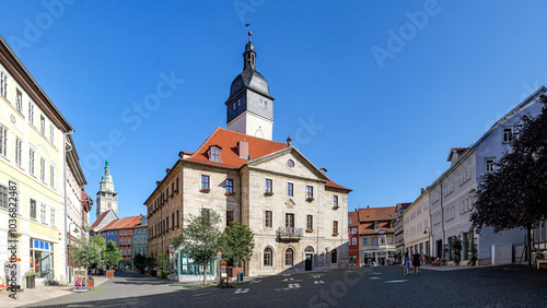 Bad Langensalza, Thüringen, Marktplatz Panorama mit Rathaus