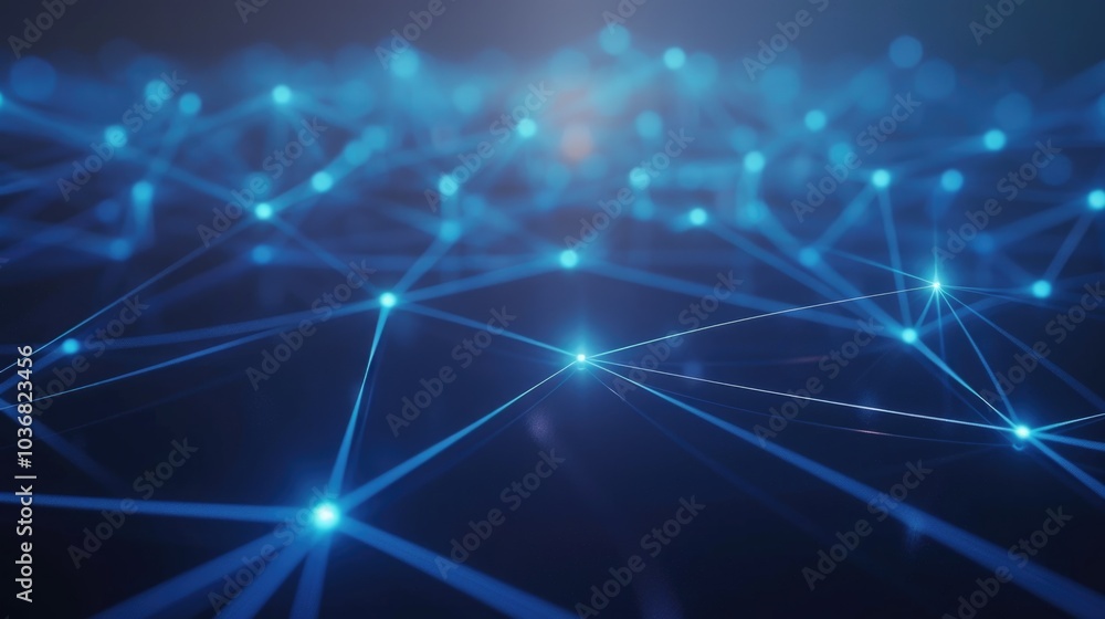 A blue background with a lot of lines and dots A blue background with a lot of lines and dots