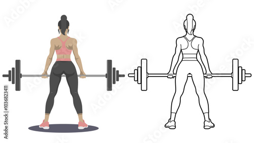 Woman Workout with Barbell.