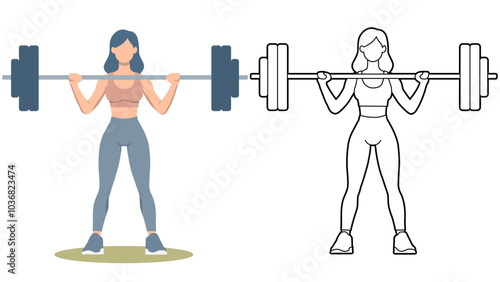 Woman Workout with Barbell.