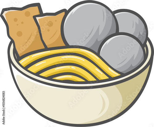 Indonesian traditional food bakso illustration. Street food. Vector format file