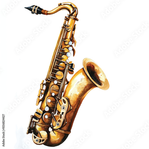 Saxophone watercolor clipart illustration