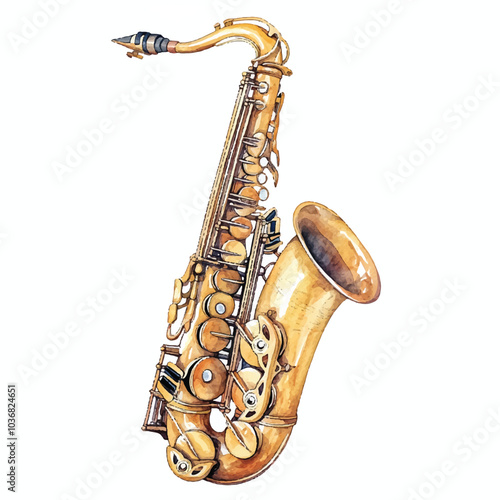 Saxophone watercolor clipart illustration