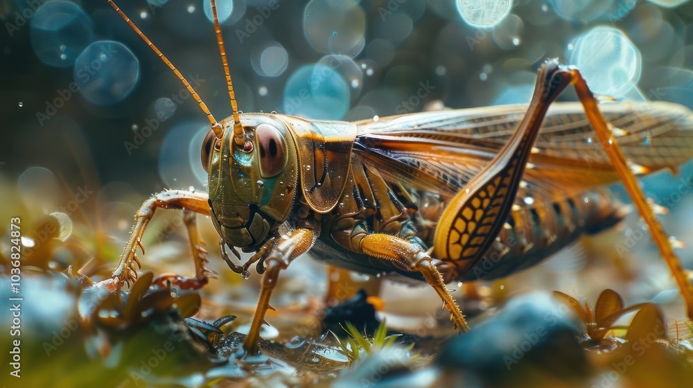 Fototapeta premium A close-up shot of an insect with vibrant colors,