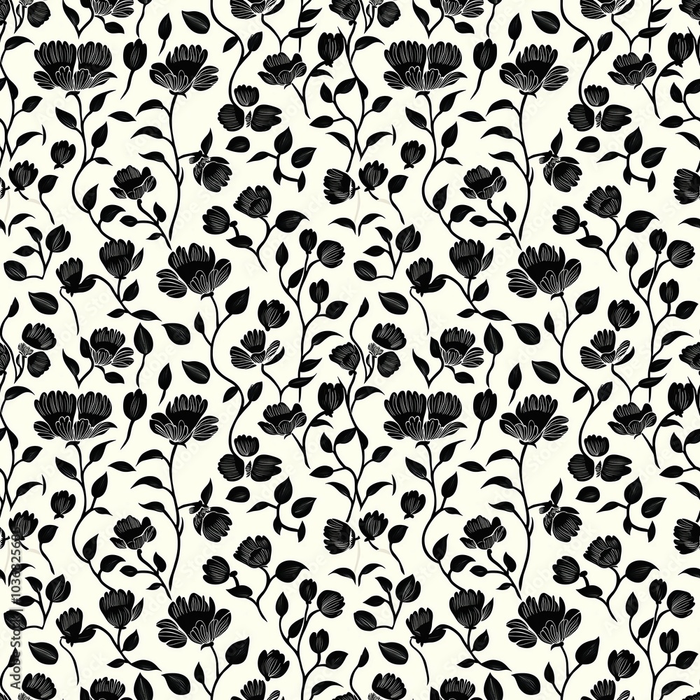 Abstract flower silhouettes in a repeating pattern Abstract flower silhouettes in a repeating pattern