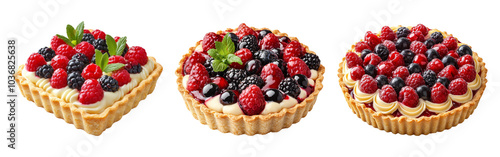 Fresh Berry Tarts on Transparent Background