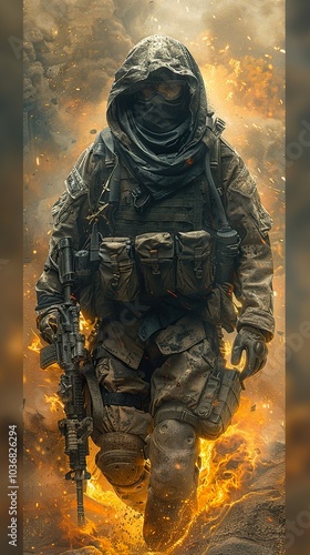 Soldier in the Heat of Battle: A Powerful Image of Combat