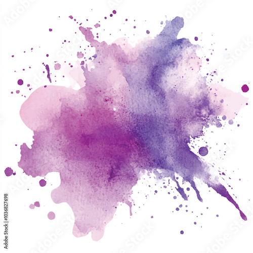 Violet splash watercolor clipart illustration