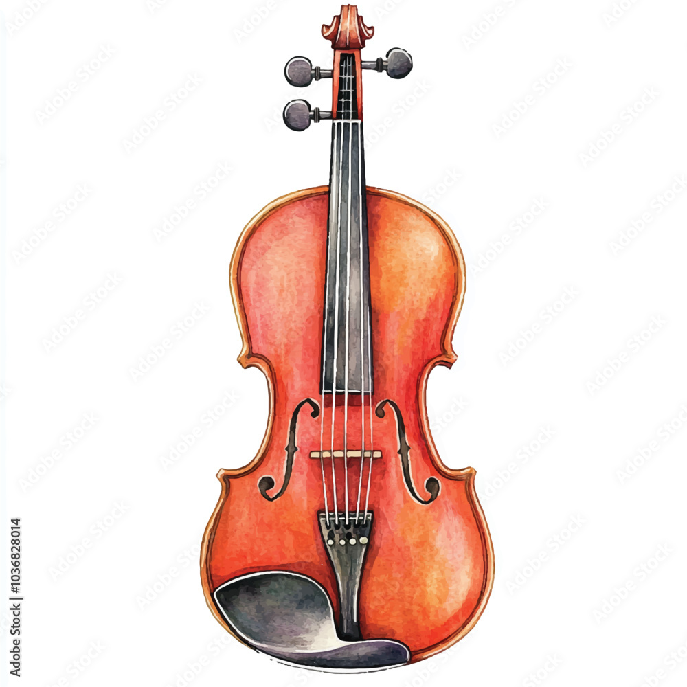 Fototapeta premium Violin watercolor clipart illustration