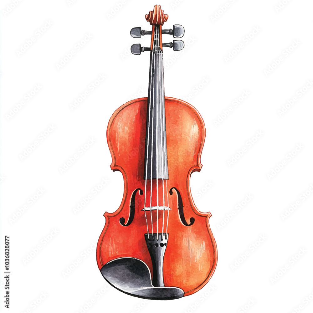 Fototapeta premium Violin watercolor clipart illustration