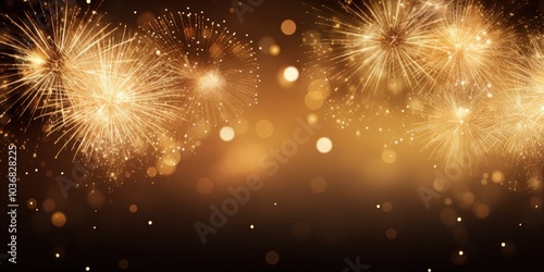 Golden Fireworks on Dark Background