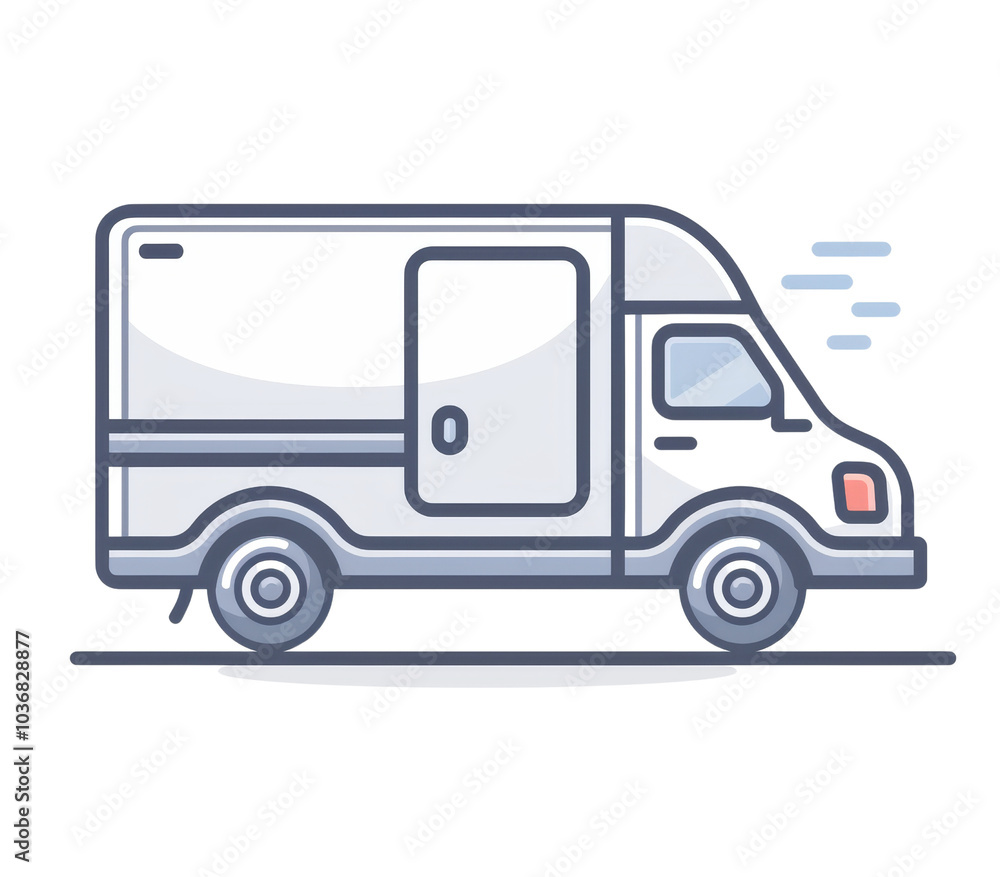 Side View of a Delivery Truck in Motion with Open Door Design. Side View of a Delivery Truck in Motion with Open Door Design.