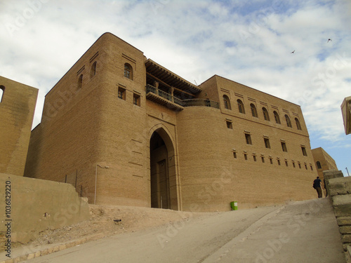 The grand entrance gate to Erbil citadel in Iraq photo