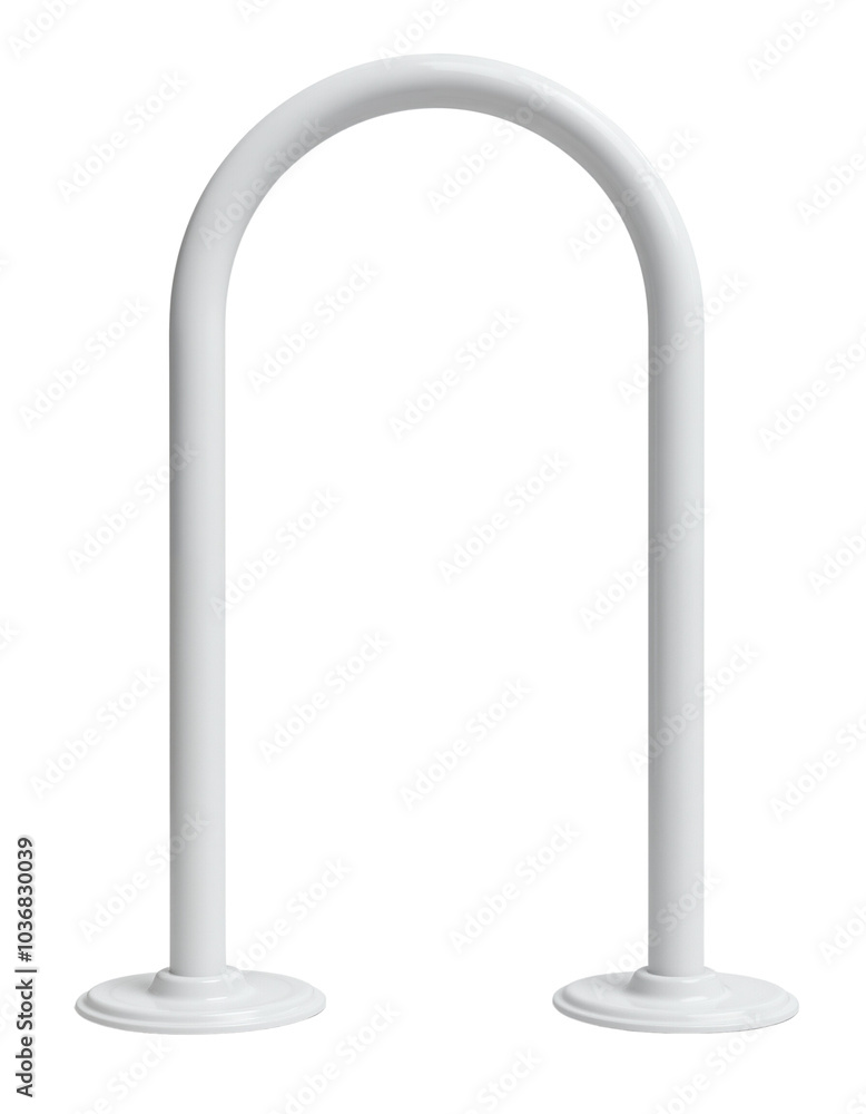 Simple White Metal Archway with Two Base Support Stands. Simple White Metal Archway with Two Base Support Stands.