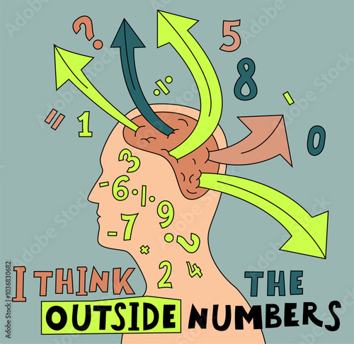 Dyscalculia concept. Math disability banner. Number dyslexia horizontal poster.