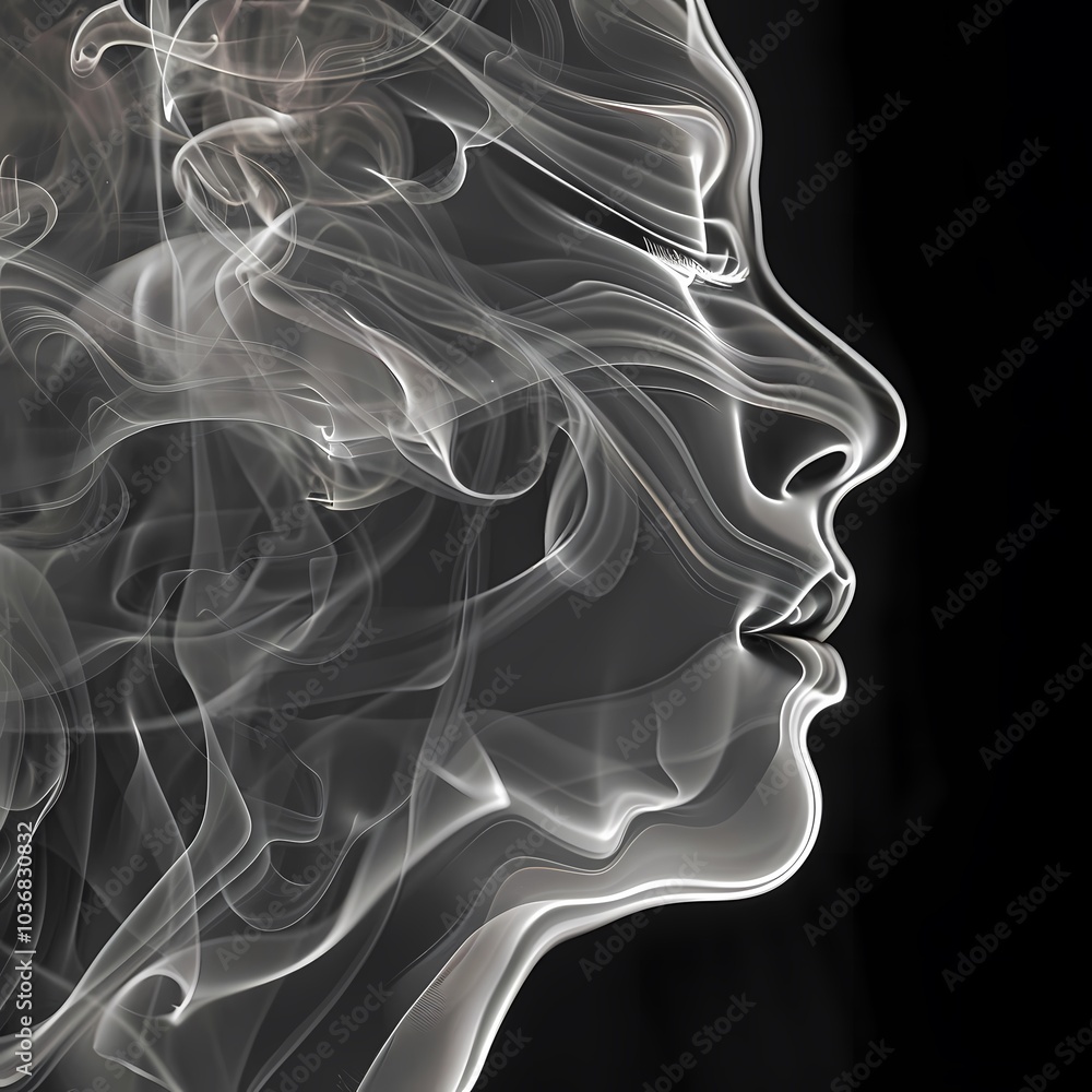Abstract Woman's Profile in Ethereal Smoke Swirls Abstract Woman's Profile in Ethereal Smoke Swirls